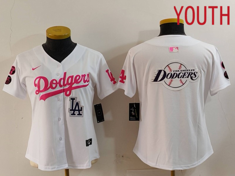 Youth Los Angeles Dodgers Blank White joint name 2024 Nike MLB Jersey style 12